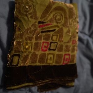 Klimt style silk blend velvet burnout large scarf wrap